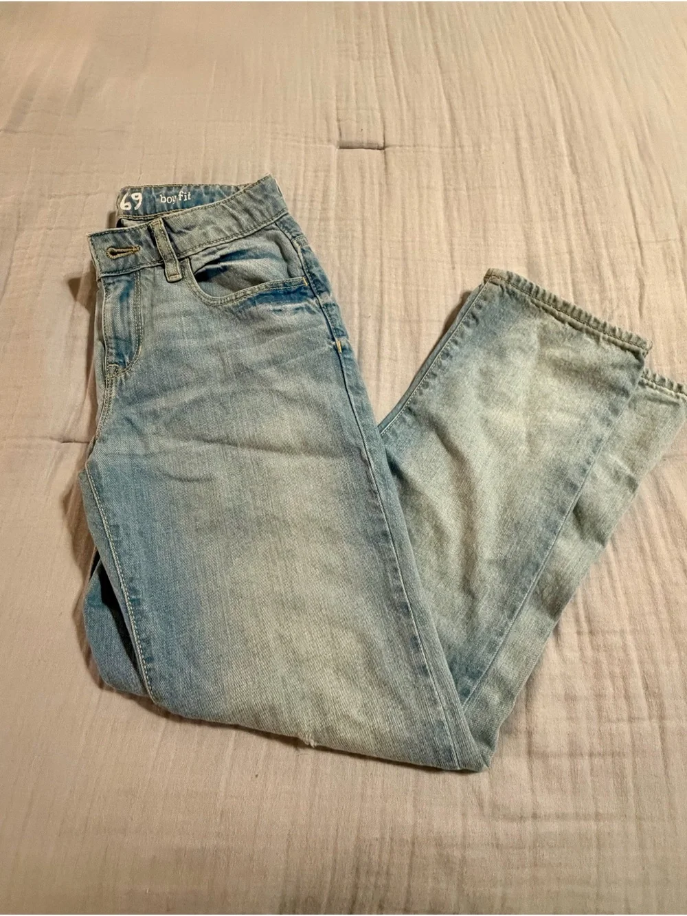 GAP Boys Light Blue Distressed Straight Jeans Sz 14 Regular